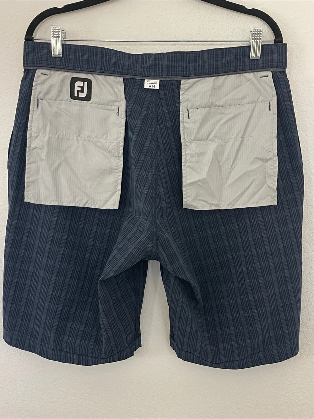 FootJoy Men’s Plaid Golf Shorts Gray Blue Performance Stretch Size 34